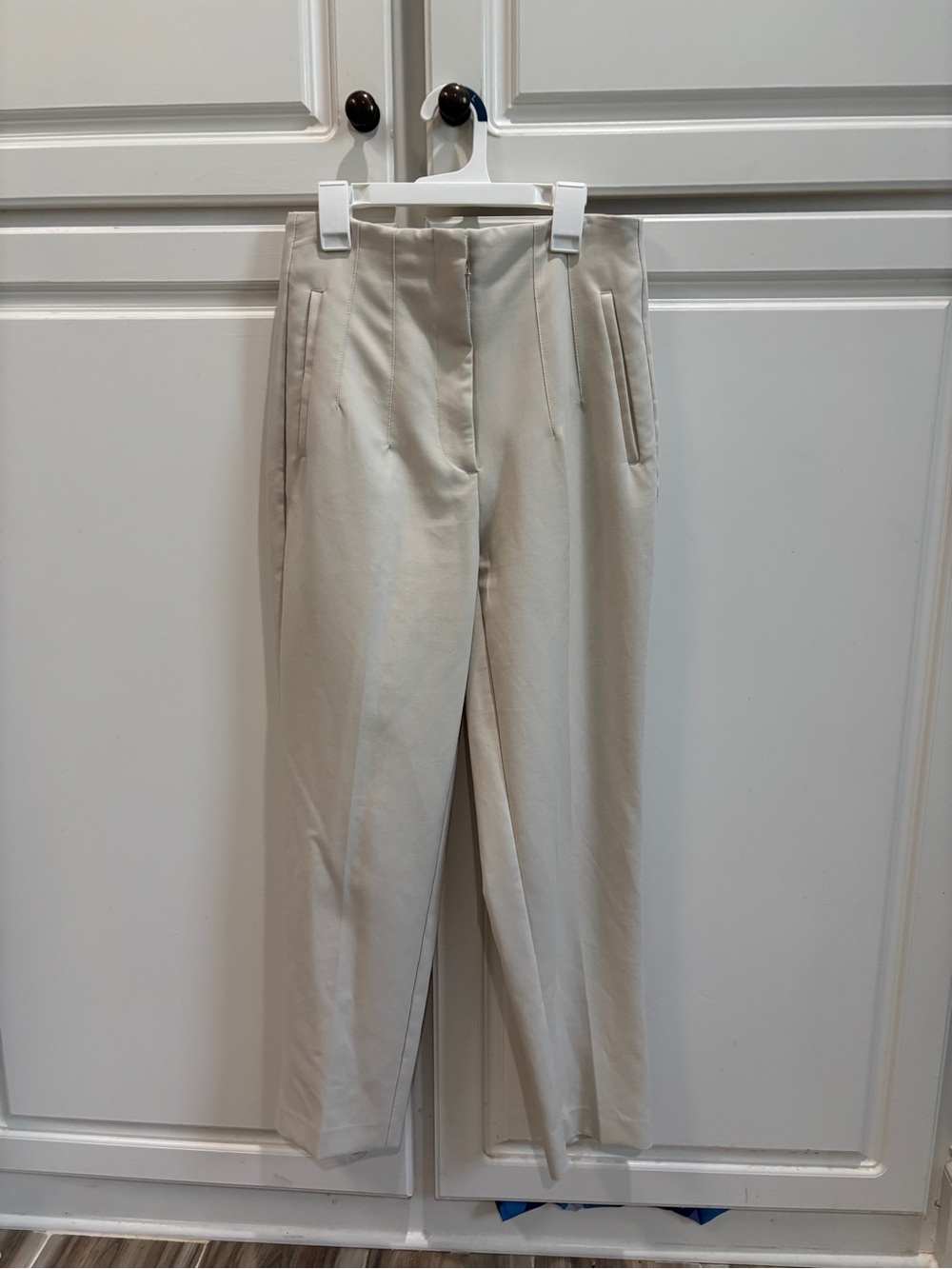 Zara High Waist Straight Leg Dress Pants Cream Off White Women’s Medium